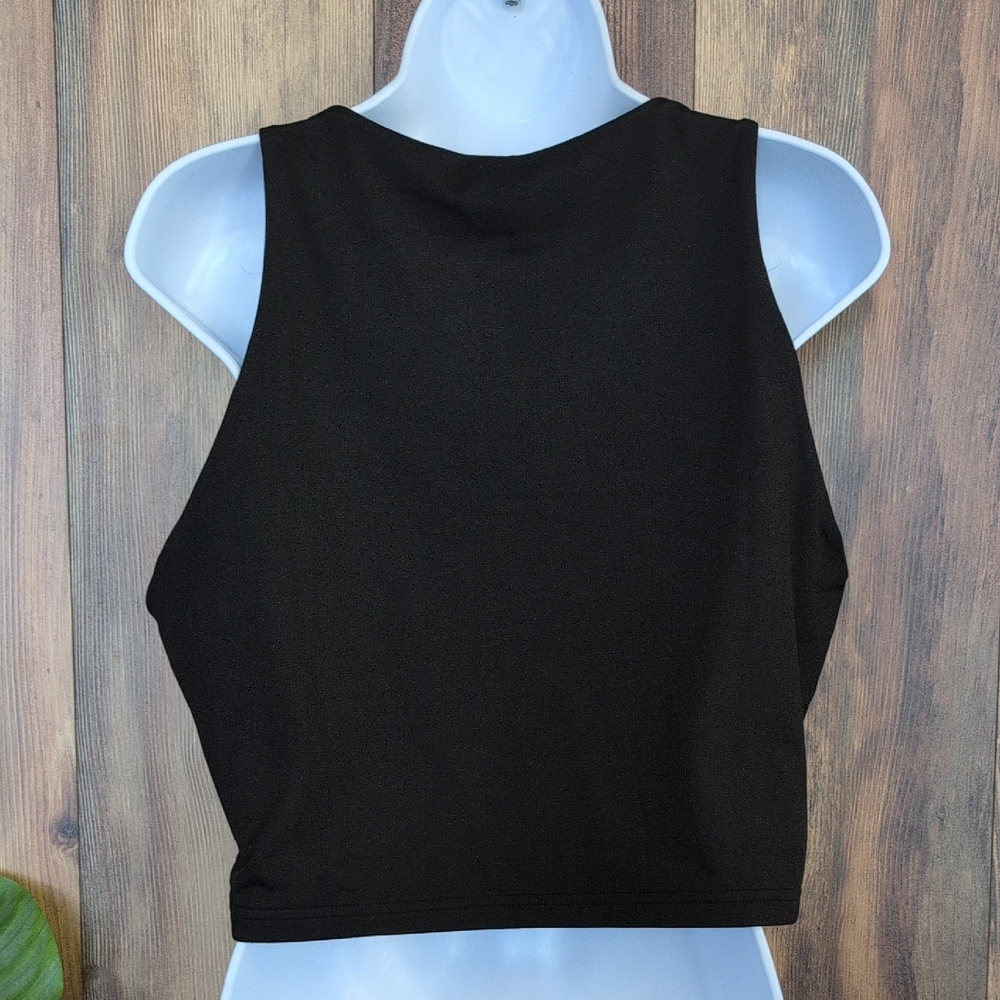 ReoRia Black Sleeveless Crop Fitted Tank Top NWT 2XL        W208 - Picture 3 of 7